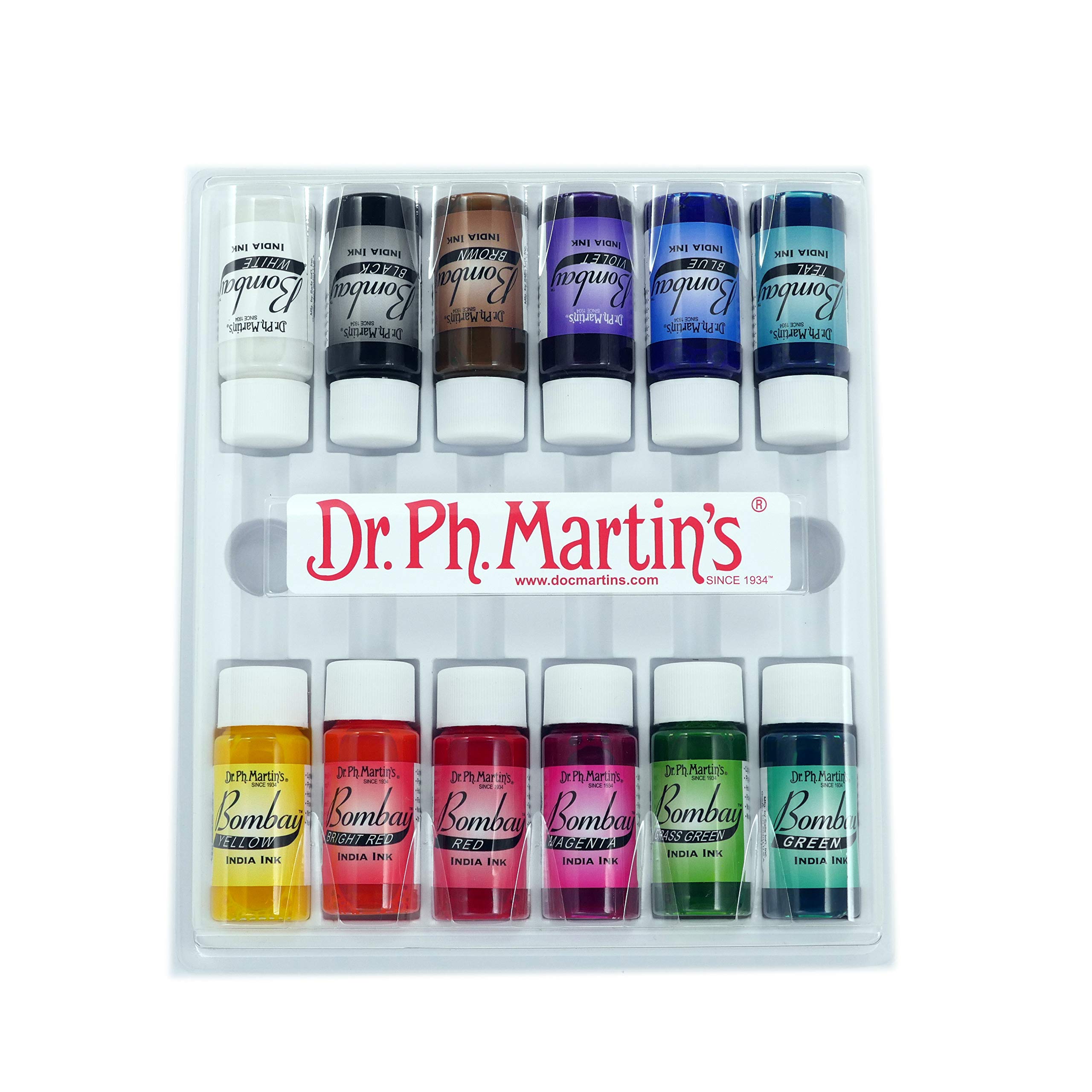 (未使用･未開封品)　Dr. Ph. Martin&#39;s Bombay India Ink 1.0 oz Set of 12 (Set 2) 7z28pnb Bombay India Ink, 1.0 oz, Red (2BY) – Dr. Ph. Martin's